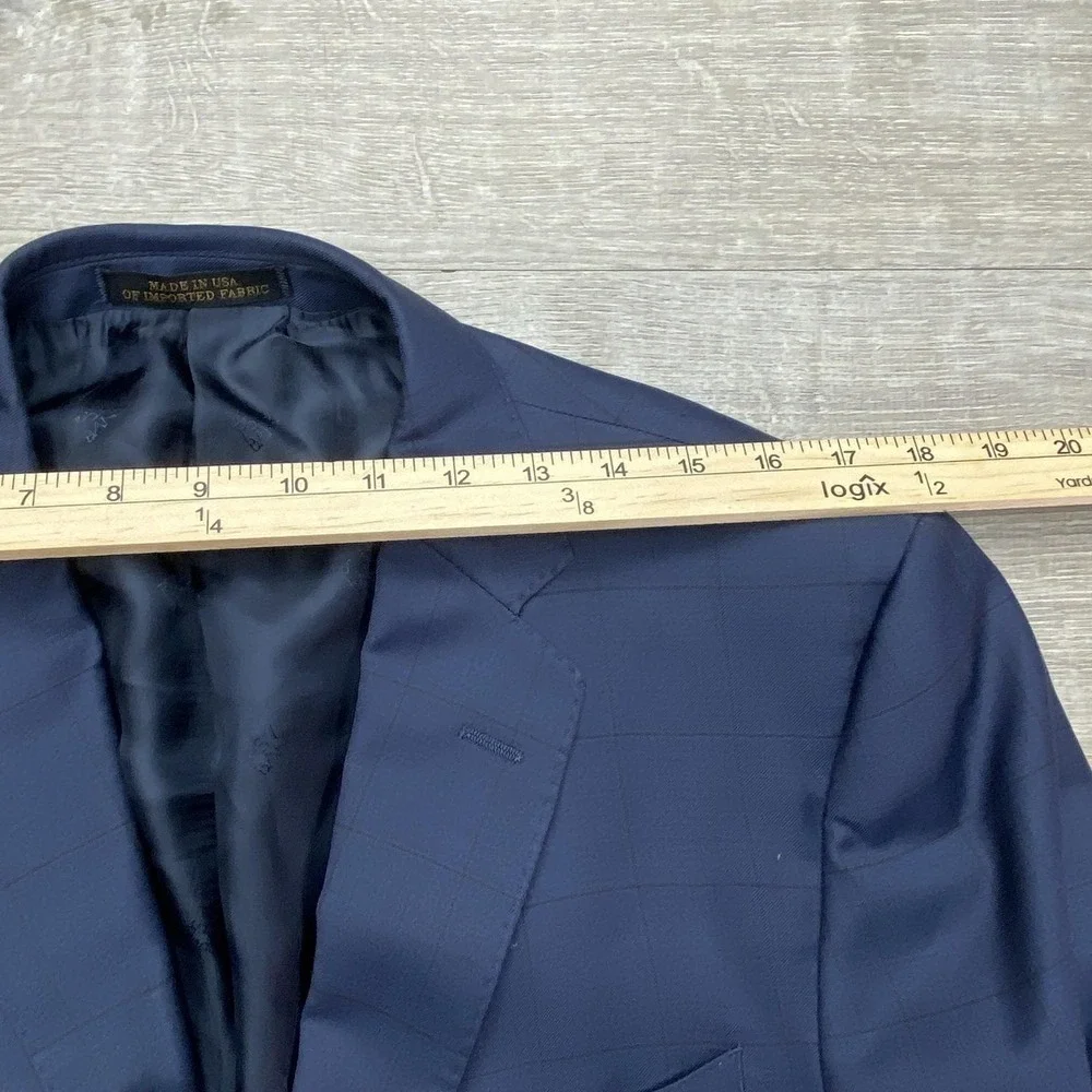 Jos A Bank Suit Jacket 41R Mens Blue‎ Check Wool Reserve Cerruti Tailored Fit